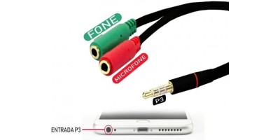 Adaptador P3 (p2 Combo) P/ Fone E Microfone Ou Headset